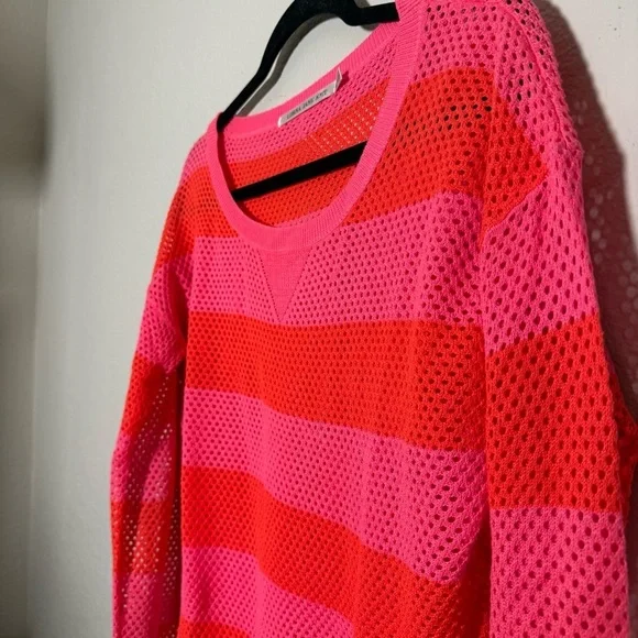 Lorna Jane Knit Acrylic Neon Pink and Orange Striped Sweater - Picture 7 of 10